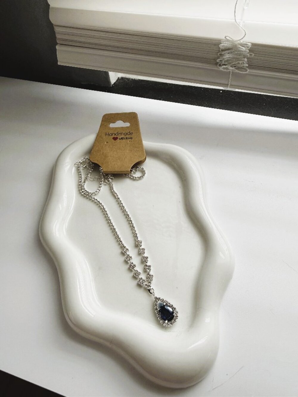 Amazon Teardrop Pave Set Sapphire Necklace